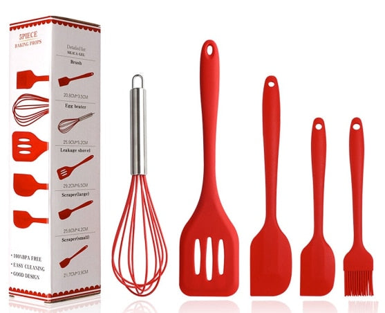 Kit 5 Peças Utensilios De Cozinha De Silicone Premium